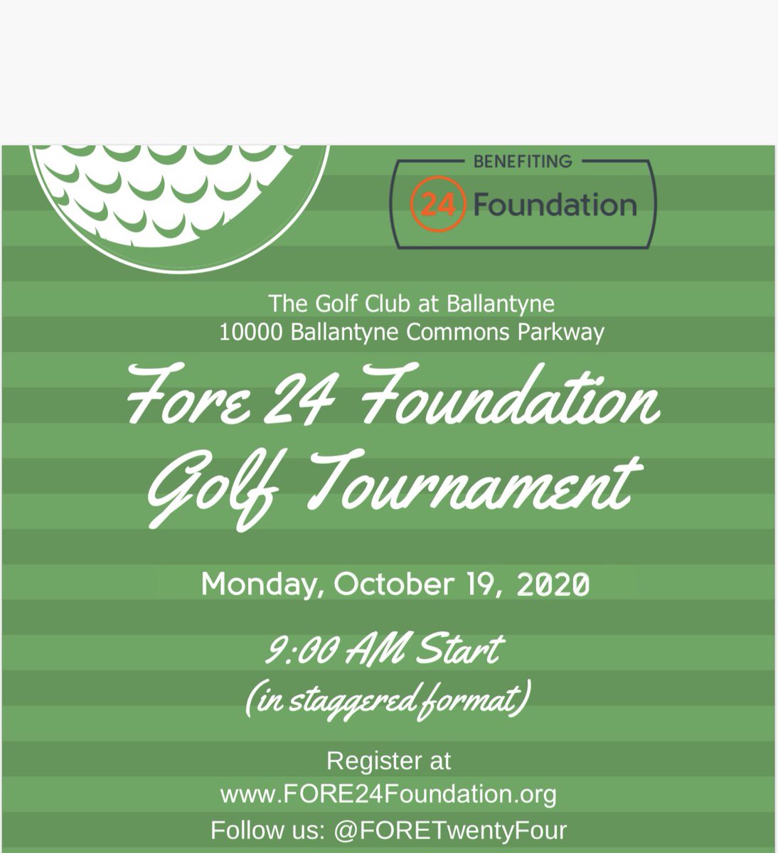In 30 days we’ll tee off to support the mission of <a href="/24foundation/">24 Foundation</a> to make an immediate impact for those battling cancer. Please plan to join us on 10/19 for a round of golf. Details—&gt; fore24foundation.org