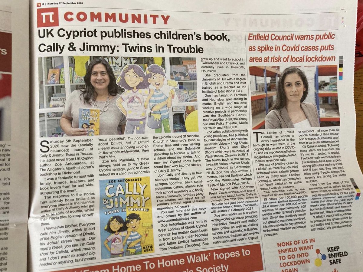 We’ve made the Cypriot press. See our article in @Parikiaki 🇨🇾

#callyandjimmy #zoeantoniades @KatieKearArt #andersenpress #booksforkids #kidsbookstagram #illustratedfiction #funnyfiction #funnybooks #youngfiction #twins #booksabouttwins #cyprus #cypriotwriters @AndersenPress