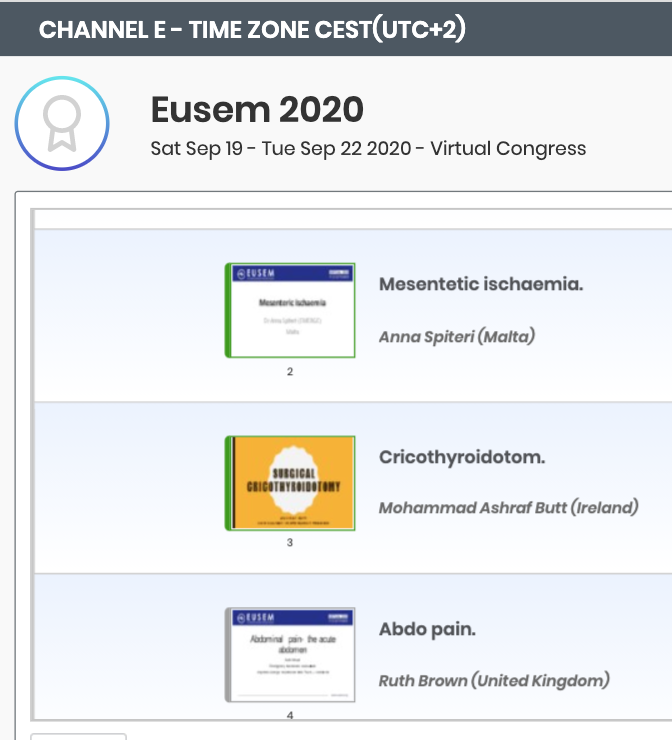 gregorprosen's tweet photo. Just completed #AWESOME session on #ETR #EBEEM core #curriculum topics - GREAT presenters, relevant topics, return for more @17.30 CET and on #EuSEMAcademy later ...
Excellent jump-start of #EUSEM20 @EuropSocEM Virtual Congress! https://t.co/QWYmBqqOnO