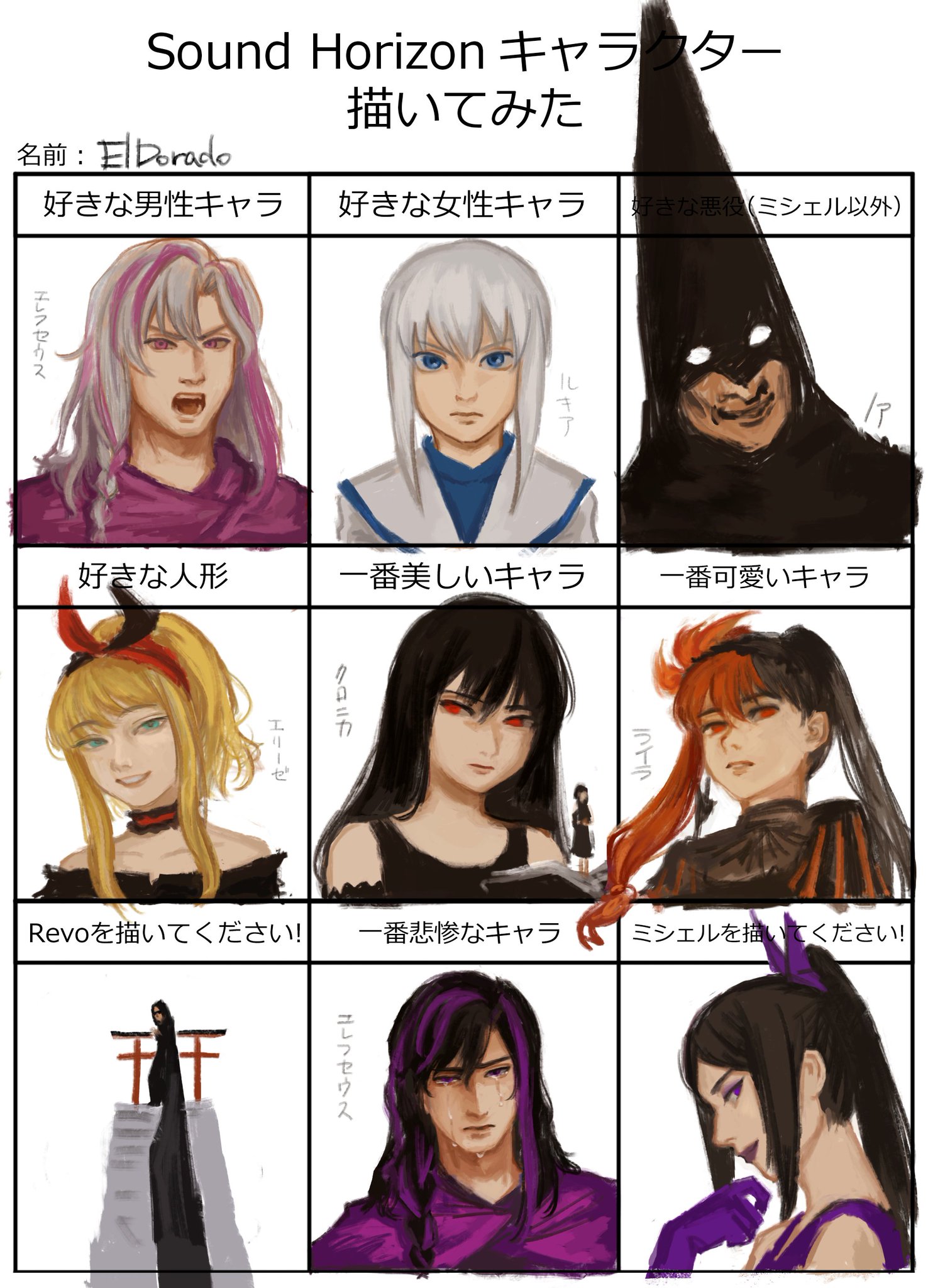 El Dorado Soundhorizoncharacterdraw サンホラキャラ描いてみた T Co 2i0iiattof Twitter