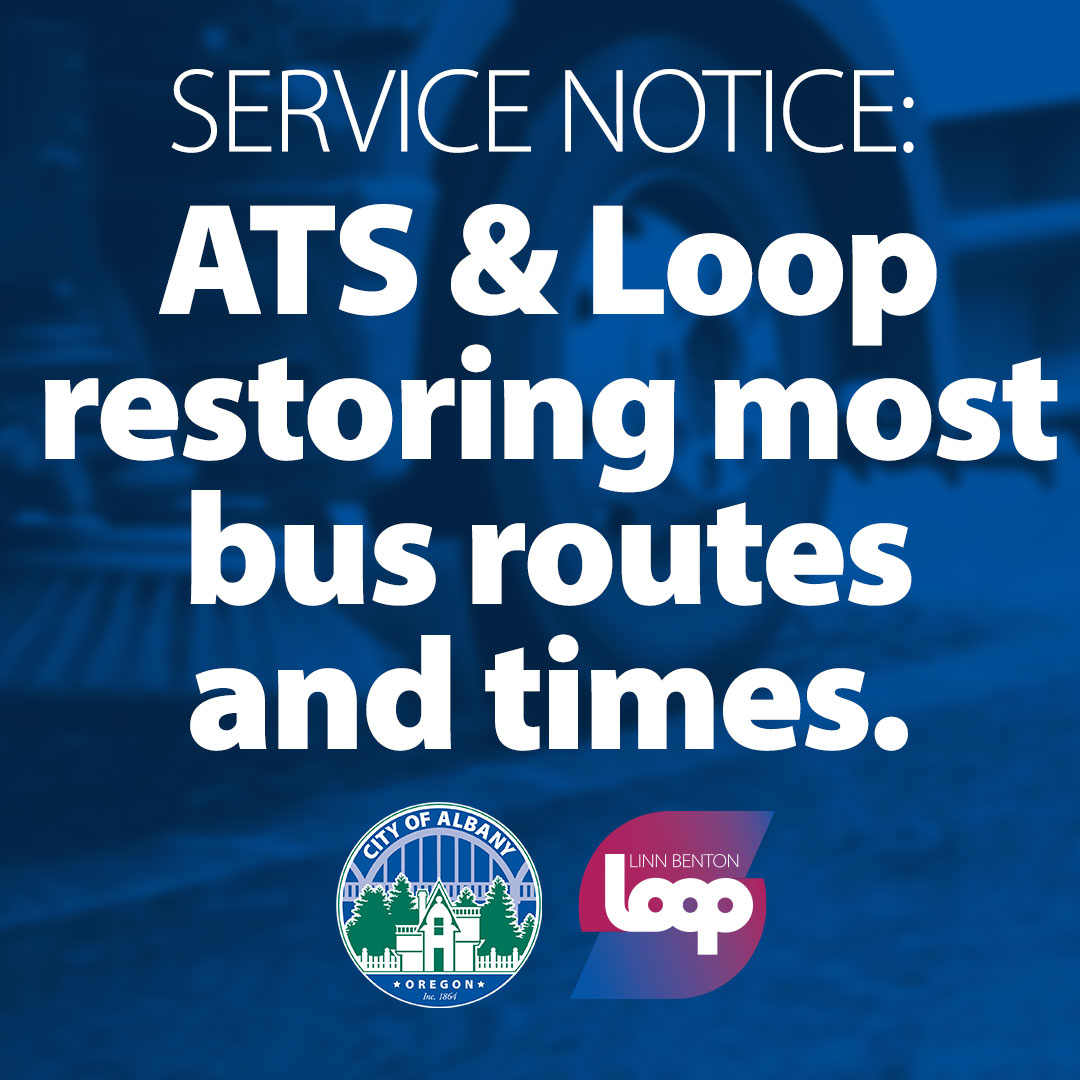 Linn-Benton Loop and Albany Transit System will restore most previously run routes and hours of service, temporarily reduced since March due to COVID-19, on Wednesday, September 23, 2020. Full news release: cityofalbany.net/nr/1728-loop-a… <a href="/OregonState/">Oregon State University</a> @lbcc <a href="/cityofcorvallis/">City of Corvallis</a>
