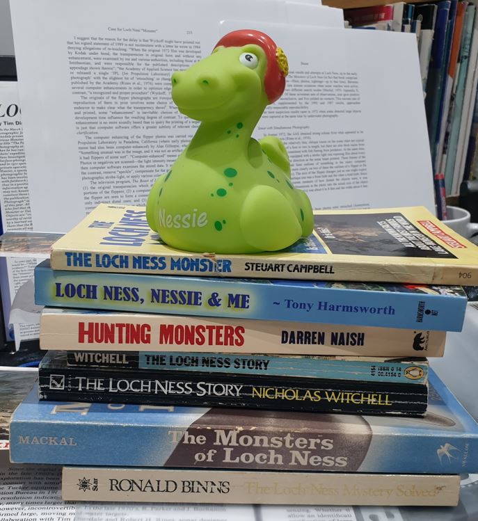 … as well as in Steuart Campbell’s Loch Ness Monster: the Evidence, Ronald Binns’ The Loch Ness Mystery solved and other books shown here. These books are easily available, buy them if you can…