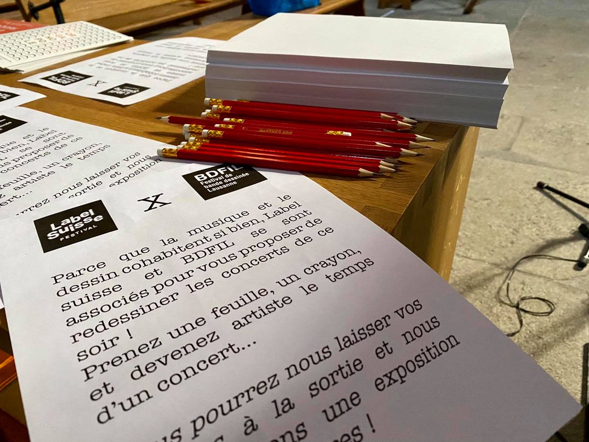 Avis aux amateur.trice.s de dessin ! ✍️👁
Ce soir, à l’Église Saint-François, Label Suisse s'associe à <a href="/BDFILausanne/">BDFIL</a> :
✌️ Feuilles et crayons seront à dispo
✌️ Croquez votre moment préféré 
✌️ Déposez votre #dessin à la sortie, et nous exposerons virtuellement vos oeuvres ! 💛