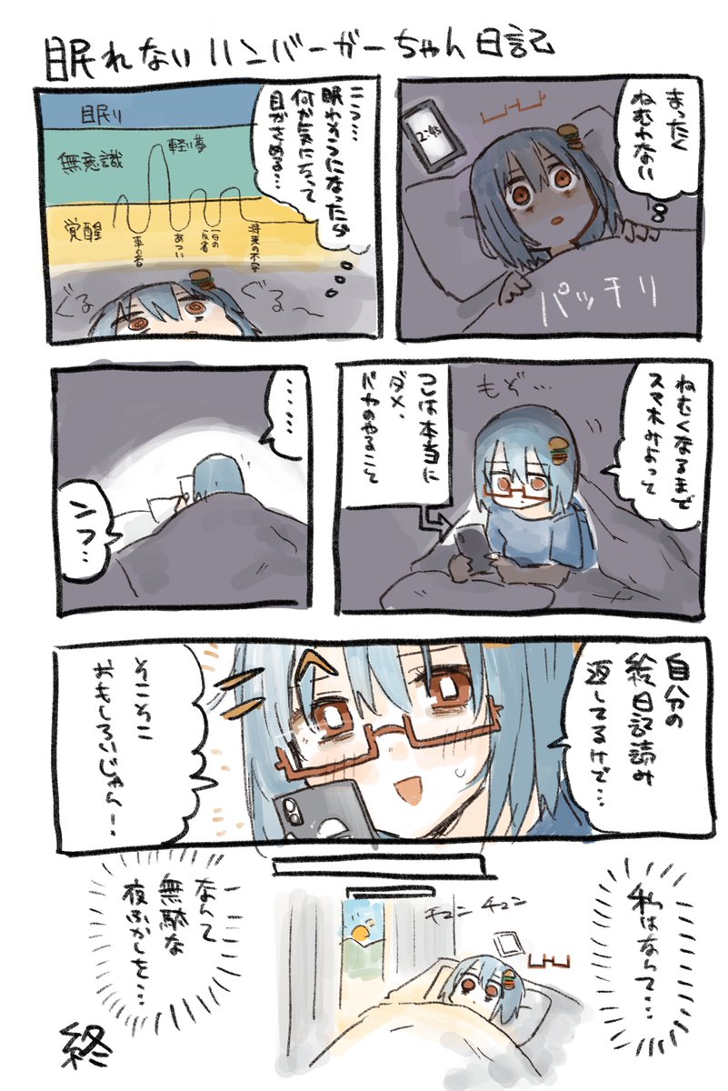 これ……眠れないハンバーガーちゃん日記です。 