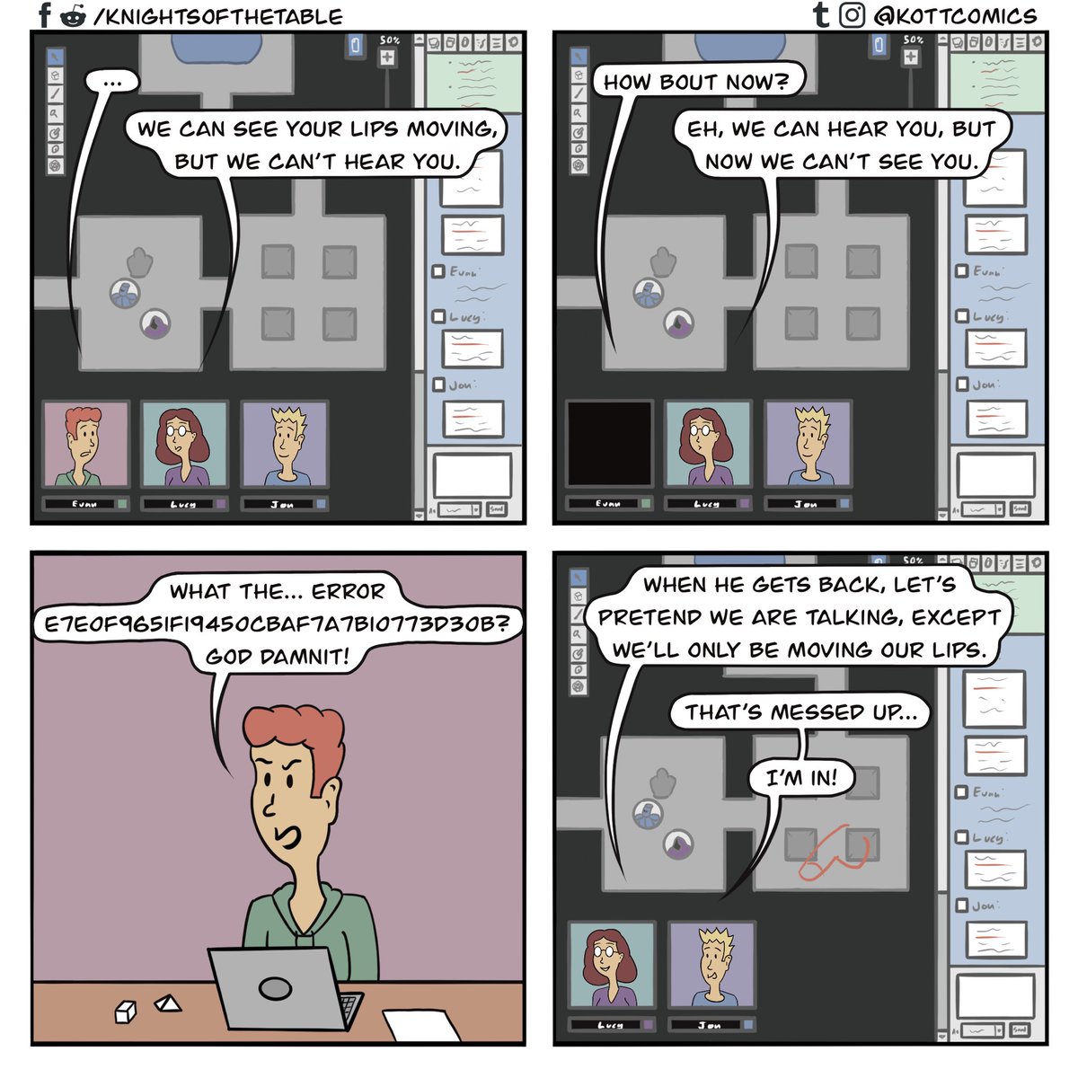 kottcomics's tweet photo. Technical difficulties... #dnd #dungeonsanddragons #roll20 https://t.co/V89R2OyMKs