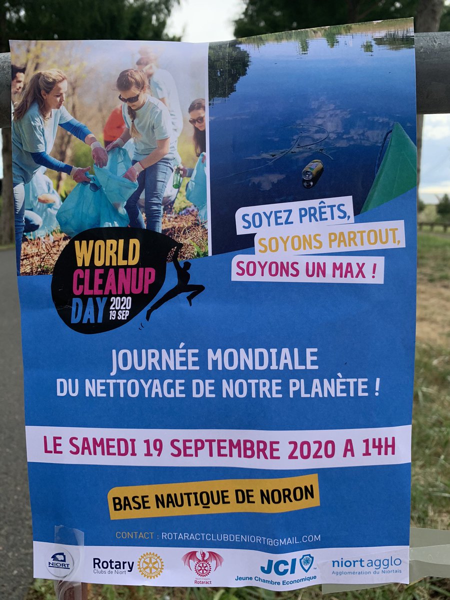 Belle organisation des 4 associations JCE Niort, Rotaract et les 2 clubs Rotary de Niort pour la World Clean Up Day sur le site de Noron.