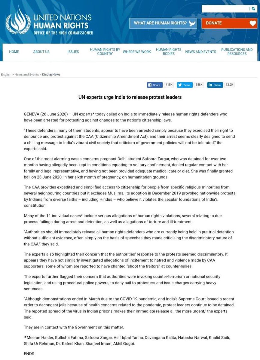 drkafeelkhan's tweet photo. To
The United Nations Human Rights Experts
@UNHumanRights 
Office of the high commissioner
Geneva
 
Thank you all for urging our Indian government to immediately release human rights defenders who have been arrested for peacefully protesting against CAA/NRC https://t.co/y11U3F9KJq