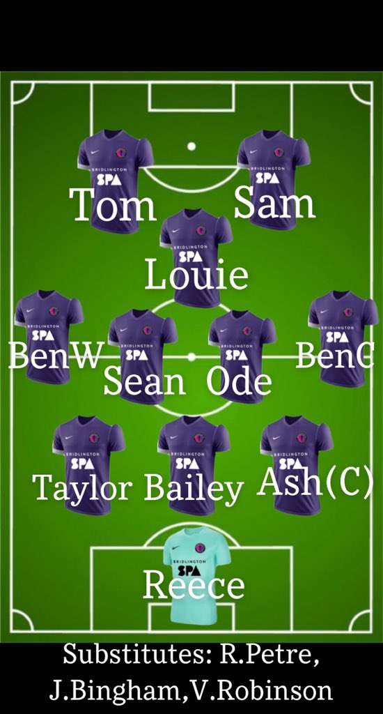 Today’s team vs Eastrington away. Boys came up 7-0 winners for first game of season getting all 3 points. 
Goal scorers 
<a href="/SClarkey10/">clarkey</a> X2
<a href="/Tom_Coatess/">Tom Coates</a> X2
@Tbarber678 X2
<a href="/AshArmitage/">Ash Armitage</a> X1

Players MOTM <a href="/OllyDoughertyy/">Ode</a> 
Refs MOTM @Tbarber678