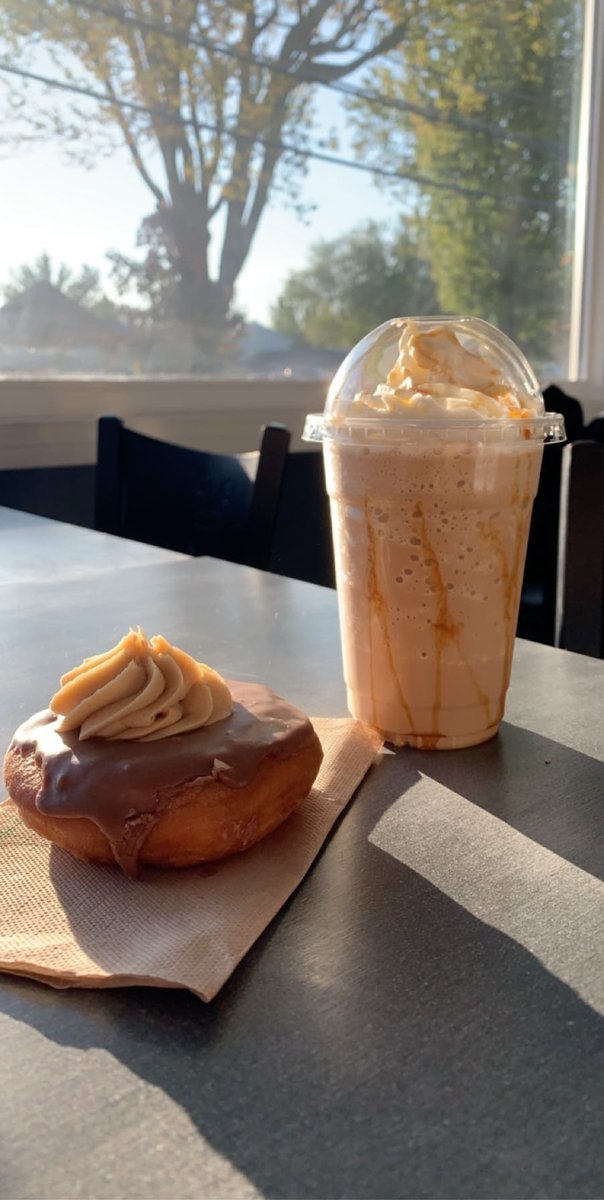 CoffeeHouseGOTL's tweet photo. Come try our NEW Peanut Butter Pie Frappe and Peanut Butter Doughnut! https://t.co/89kq1OzzcH