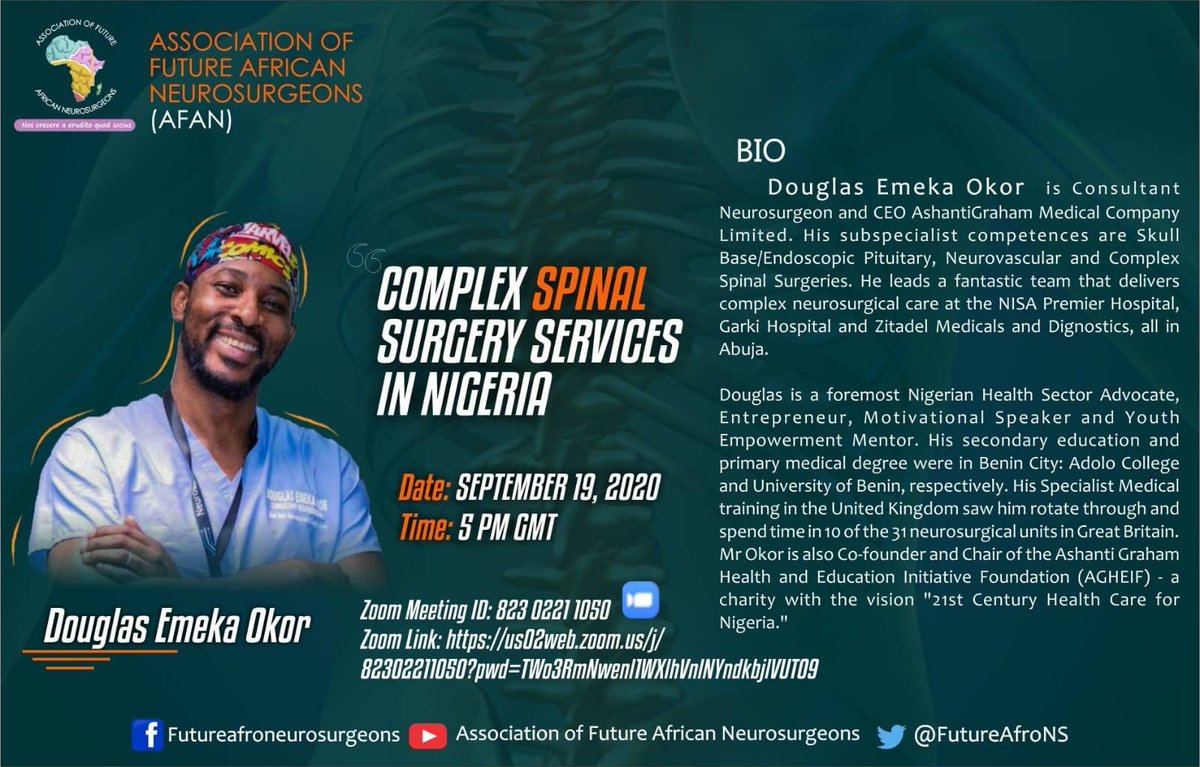 Humbling. Direct. Sincere. Just a few words to describe when you hear this guy speak about Neurosurgery in Nigeria. Very happy to hear from you <a href="/DouglasOkor/">Douglas Emeka Okor</a> <a href="/FutureAfroNS/">Future African Neurosurgeons</a>