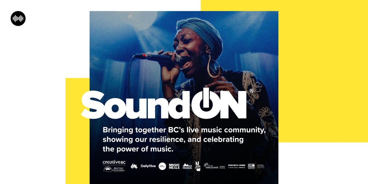 soundonbc's tweet photo. By making a donation to #SoundONBC you are supporting the recovery of BC’s music sector 💛 Funds raised will go directly back into the music community by supporting presenters, artists, crew, production &amp; venues + @musicheals_ca &amp; @UnisonFund ⚡️🔊

DONATE: https://t.co/XAaCTLWR9j https://t.co/Ag7grFUJDk