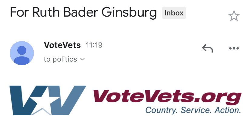 Fundraising message from  @TheDemocrats-supporting  @votevets.