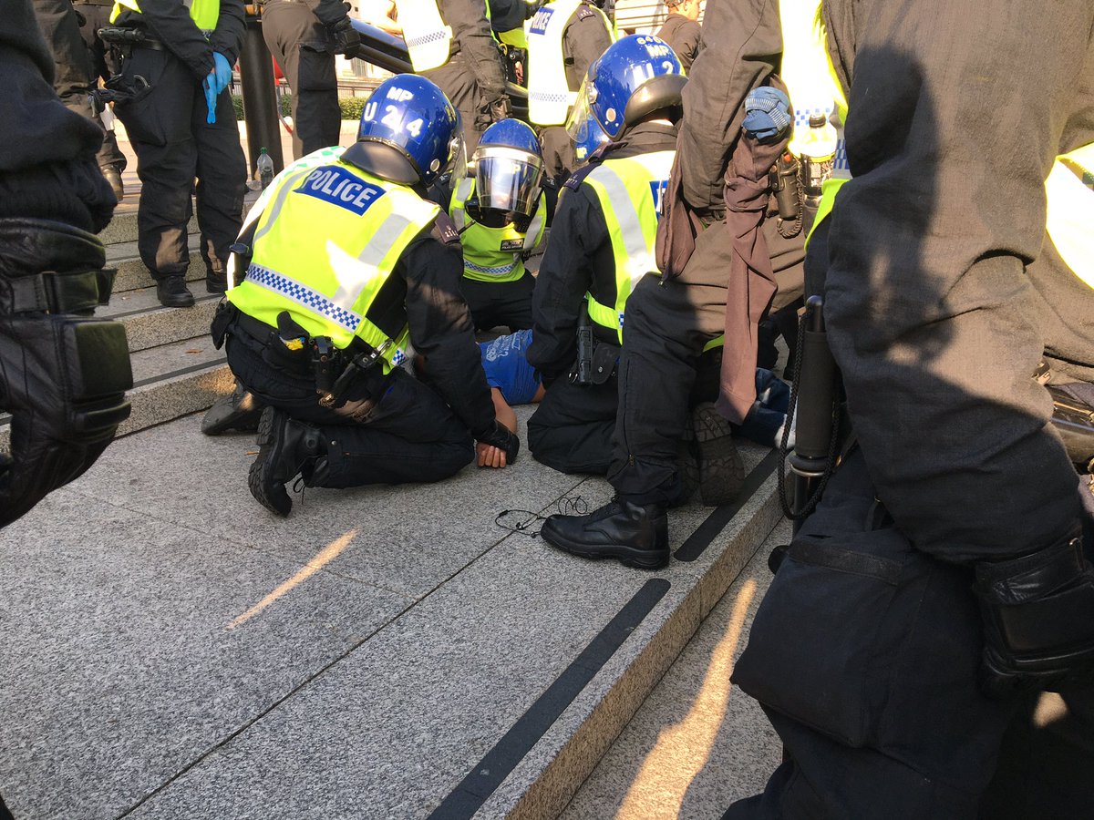 Another man has been knocked unconscious, apparently by police. Seem there are a number of injuries following the police attack on the demo.