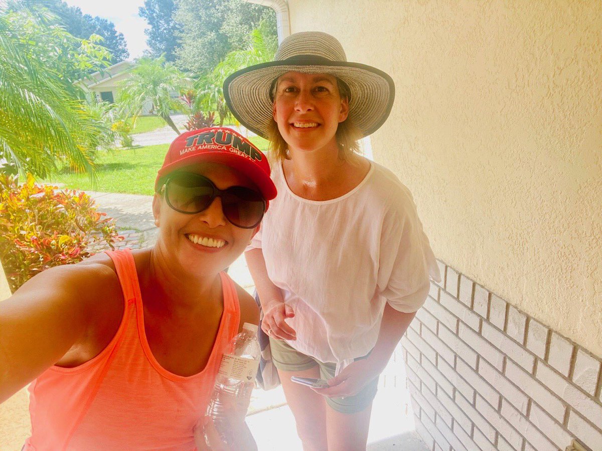 ZCribben's tweet photo. Walking with @RosiePaulsen and the #LatinosForTrump yesterday! We registered 3 voters, including a Trash Collector from Honduras! #LeadRight https://t.co/ALI5QeTc1V