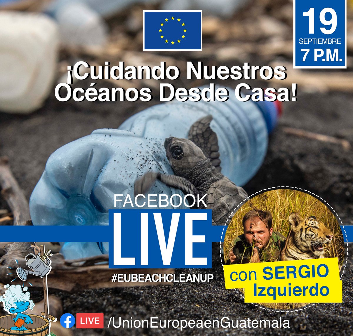 En el marco del Día Internacional de Limpieza de Playas 2020🌊, la Unión Europea en Guatemala para conmemorar este día ha organizado un #FACEBOOKLIVE con @sergioizquierdo quién se ha unido a la campaña #EUBeachCleanUp. ¡Te esperamos hoy las 7 P.M. vía! 📲https://t.co/PQAP6NqA9F https://t.co/kONnySml8K