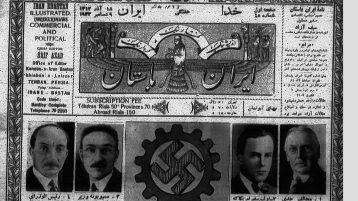 Nazism in Iran - PART TWOToday I want to share more about Davoud Monshizadeh by discussing his formative early years + the intellectual context for fascism in Iran. No better place to start than with Nazi-sponsored Iran-e Bastan magazine (1933-35)