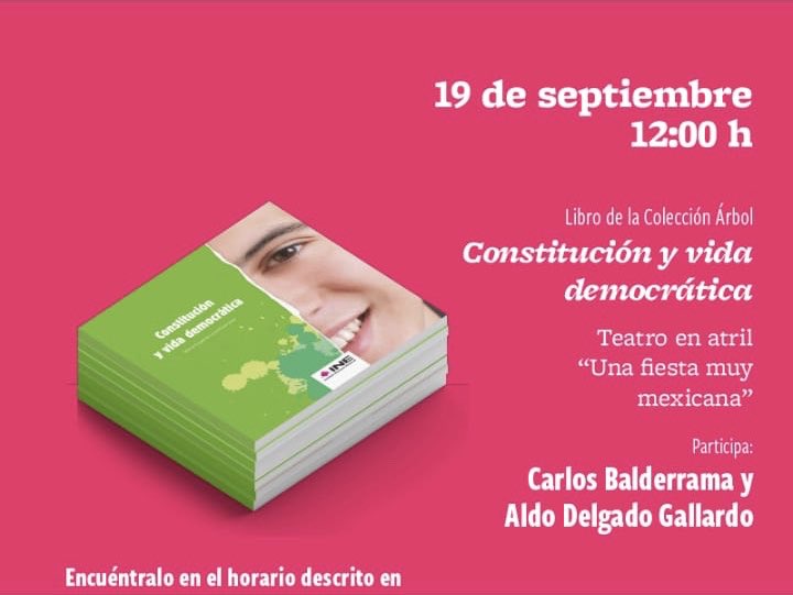 Hoy en punto de las 12:00 horas no se pierdan “Constitución y Vida Democrática” Libro de la Colección Árbol, por los canales oficiales del INE en Facebook y Youtube. #INE #QuedateEnCasa