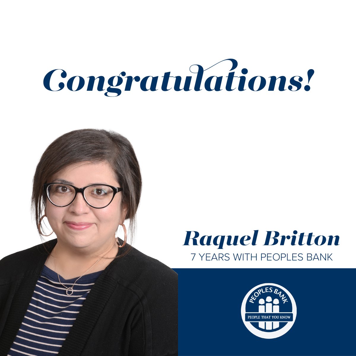 Peoples_BankTX's tweet photo. Congratulations to Raquel Britton, Assistant Vice President and Customer Account Representative at Post, on celebrating seven years with Peoples Bank! Thanks, Raquel! #PeoplesBank #PeopleThatYouKnow #WorkAnniversary #CommunityBank https://t.co/tivryvvNqc