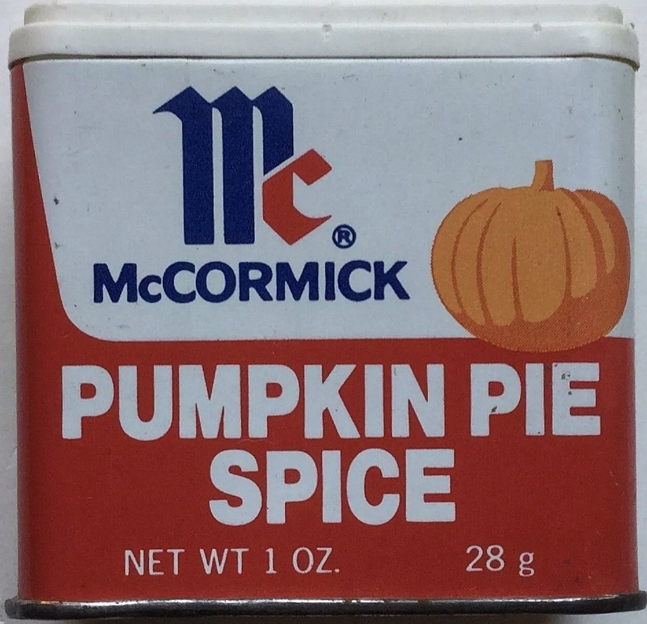 Pumpkin Pie recipe and pumpkin pie spice tips (McCormick, ©1977, 95¢)