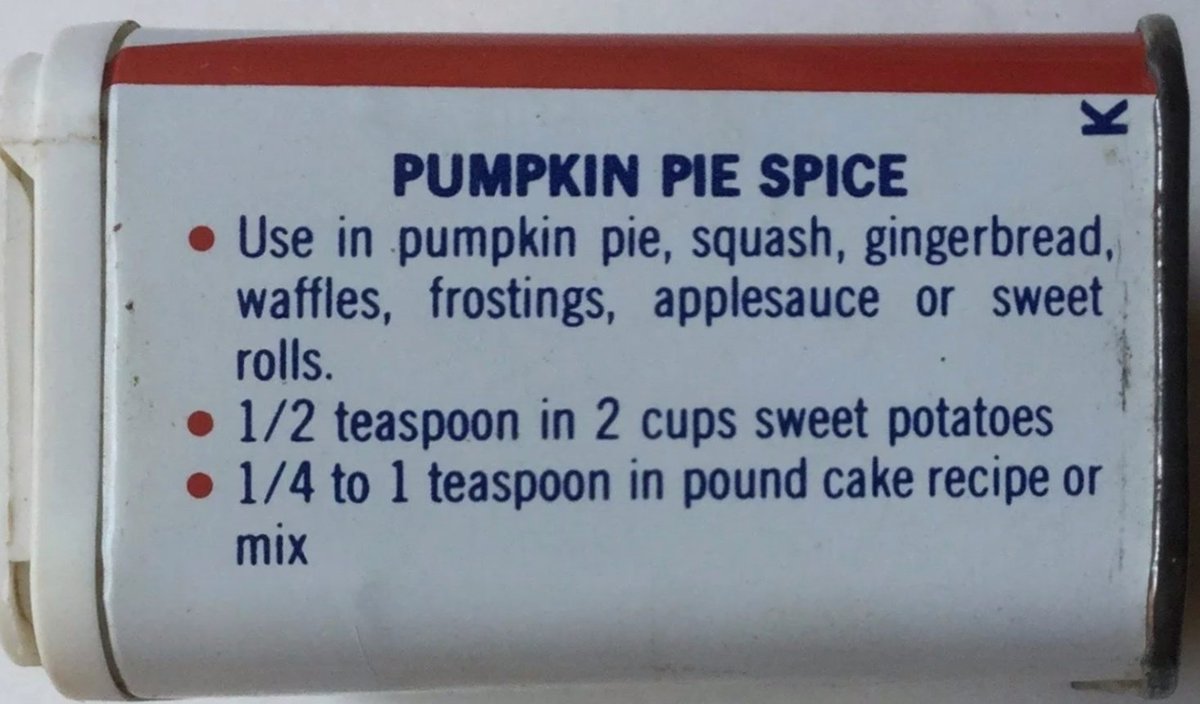 Pumpkin Pie recipe and pumpkin pie spice tips (McCormick, ©1977, 95¢)