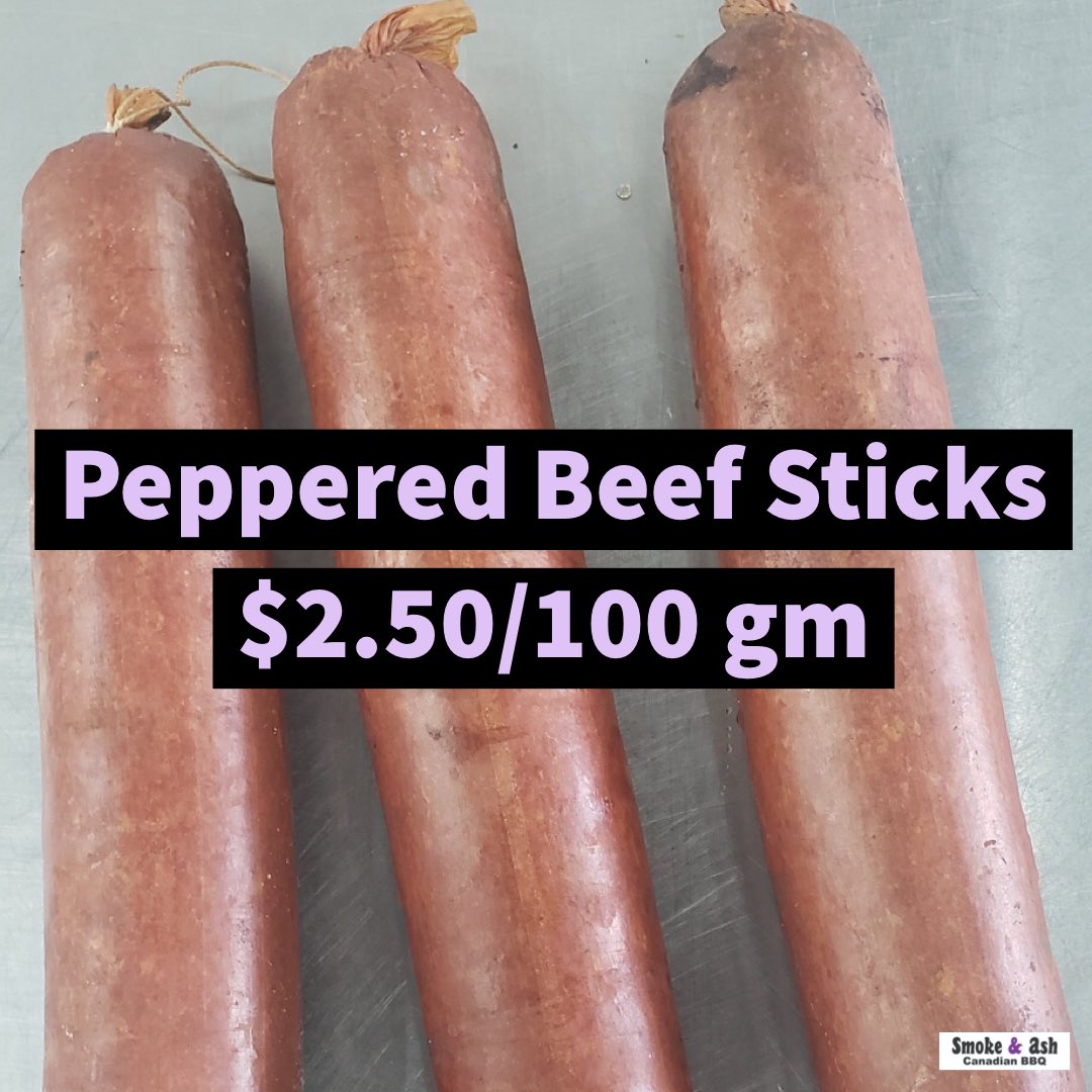 SmokeNAsh_'s tweet photo. We have sausage! 

Pepper flavoured beef sticks - $2.50/100 gm 

Onion Sausage, no animal byproducts only pure fresh pork.  Only $2/100 gm

Great with cheese and crackers or just to munch on. 

Stop by and grab yours today!  #yeg #yegfood https://t.co/dbMTZRsNCm