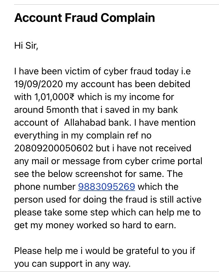 OmkarShukla7's tweet image. @DCP_CCC_Delhi @DCPWestDelhi Please refer to below image for details and please help family is really in stress @AllahabadBankHO @Cyberdost @AamAadmiParty