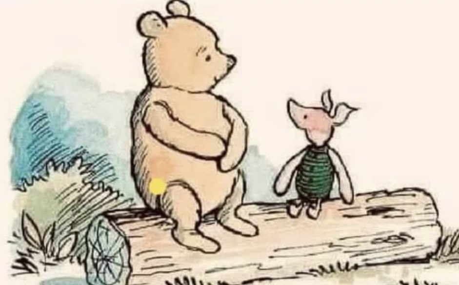 “Fue un año difícil” dijo Pooh.
“Aún le faltan 3 meses” respondió Piglet.
“Su perra madre” exclamó Pooh.