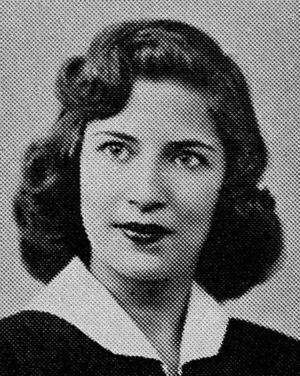 High school yearbook photo. Her brilliant mother Celia had been unable to attend college (the family sent her brother instead), so she took Ruth to the library often and insisted she get the best education possible. Celia died the day before her daughter's high school graduation.