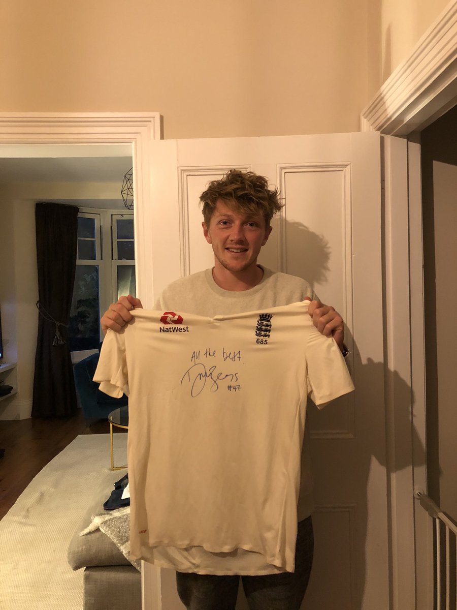 Jackvickery_'s tweet photo. A huge thank you to @phoebeslee_ for this match worn and signed @DomBess99 shirt. I’m auctioning it off for the @as9foundation. Please reply with a bid or DM me. Auction ends Friday 8pm. All RT’s appreciated. https://t.co/QSL6MpWLfG
