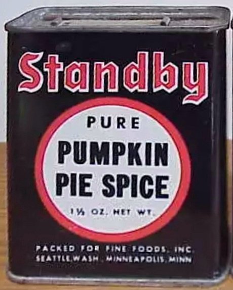 Spice tips (pumpkin pie spice, Standby / Fine Foods, Inc., ca. 1940s-60s)