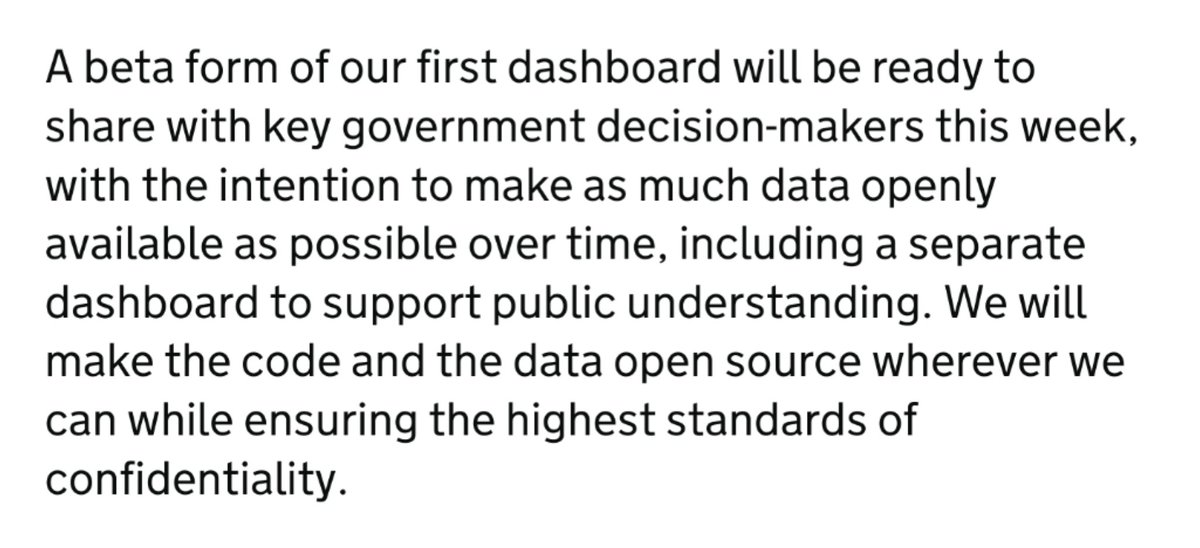 So let's unpack this.We hear a lot about " #dashboards"; we were even promised sight of one, back in March* - though we've not seen it yet.But what are they, in reality?__* https://healthtech.blog.gov.uk/2020/03/28/the-power-of-data-in-a-pandemic/  https://twitter.com/Paul0Evans1/status/1307323299966353413