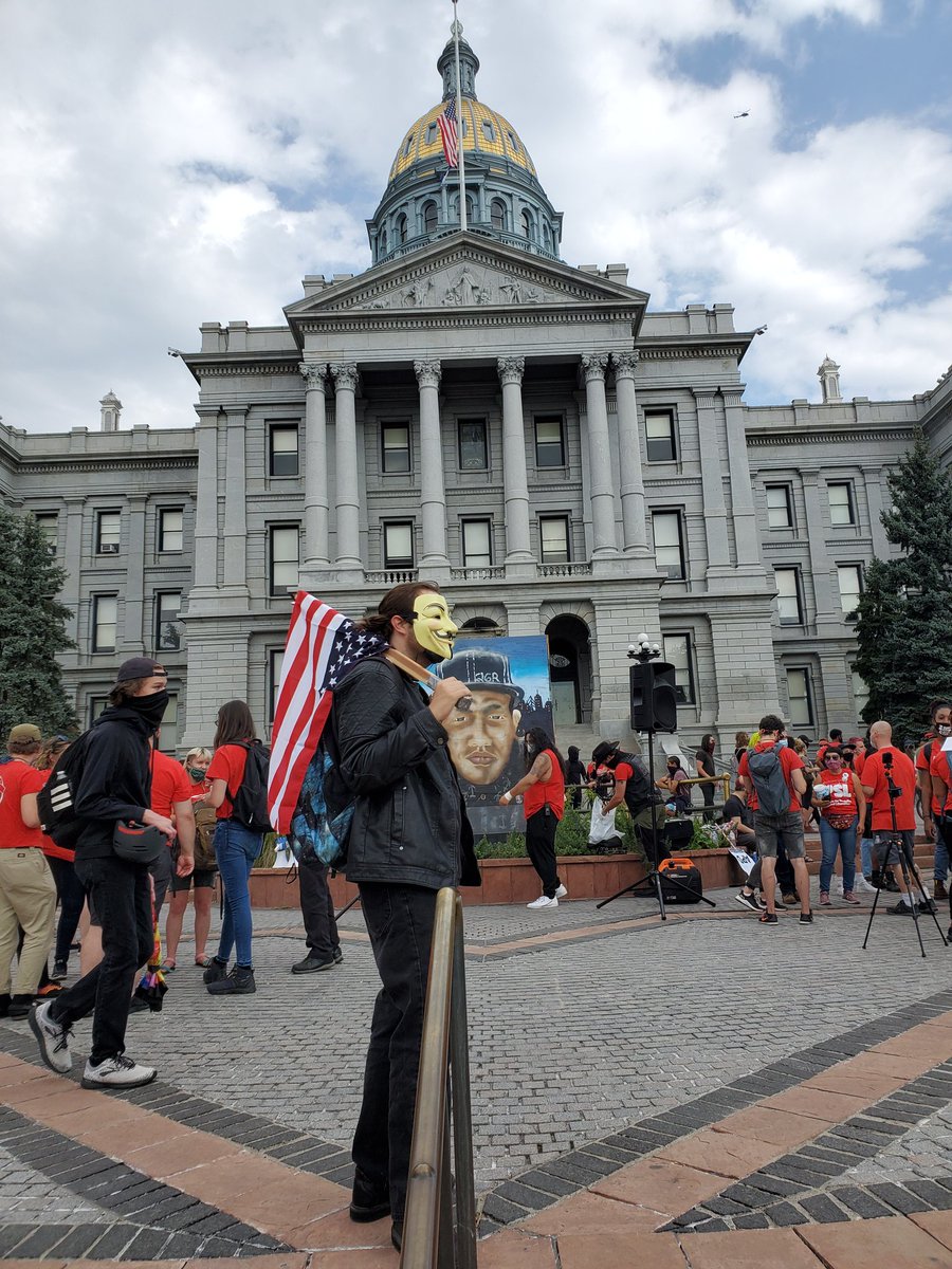 Psl members and supporters marched back to the capitol steps. Encouraged people to join their party and organize. After PSL members adjourned and turned off the mic other non-PSL protestors called for others stay in the streets in the name of Antonio Blackbear a Lakota man...