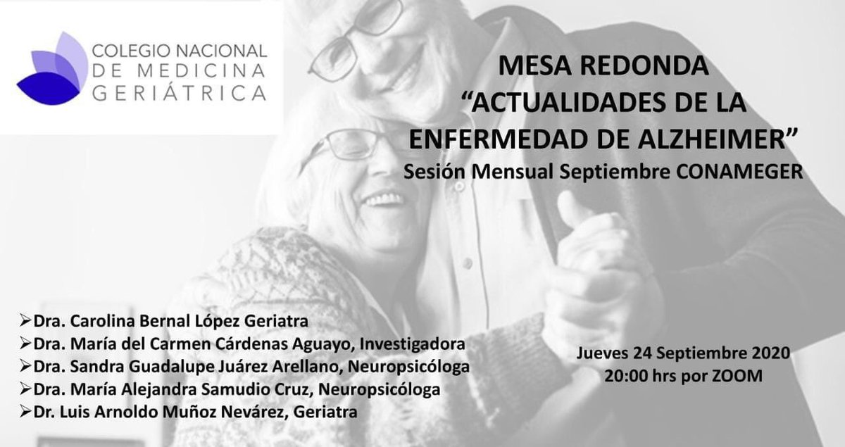 ¡Todos atentos a esta invitación del Colegio Nacional de Medicina Geriátrica AC <a href="/conameger/">CONAMEGER</a> en este mes del Alzheimer!