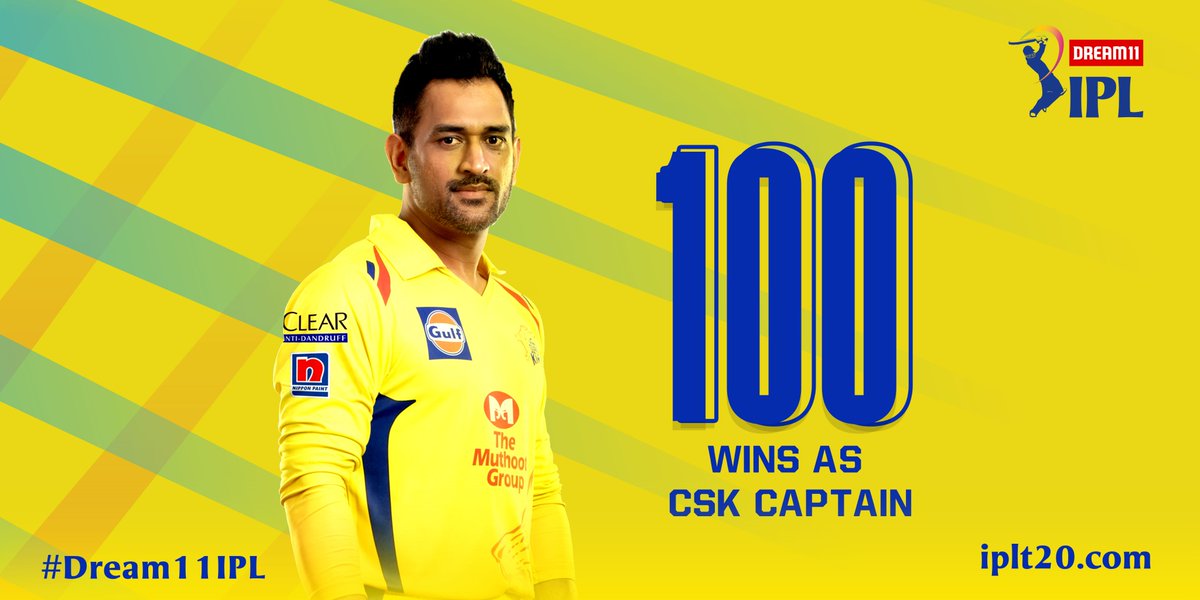 100 wins as @ChennaiIPL Captain for @msdhoni 👏 #Dream11IPL #MIvCSK