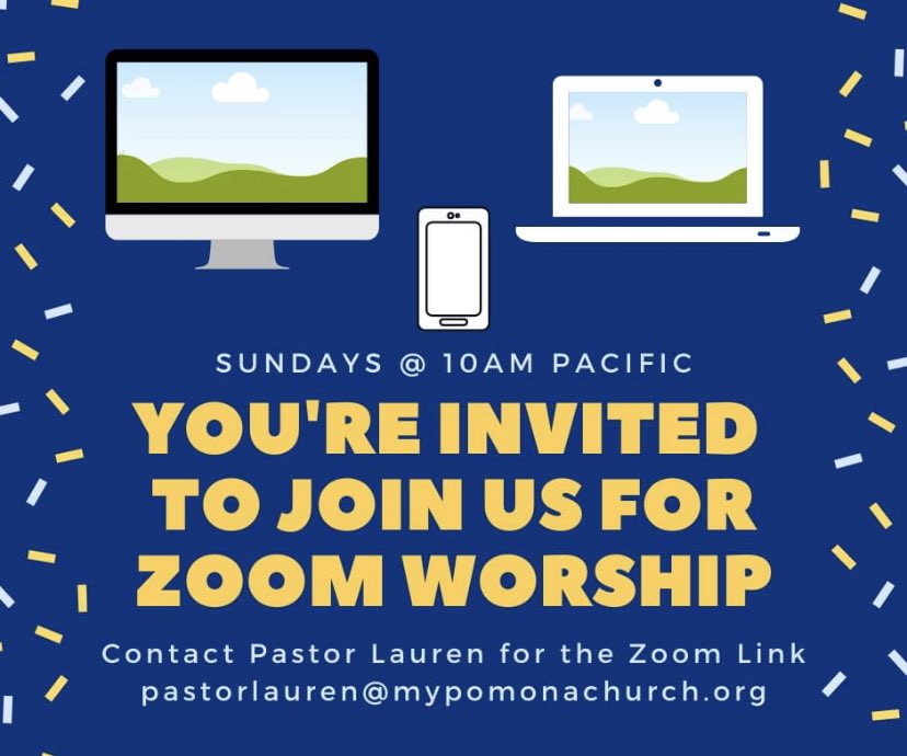 pomonabrethren's tweet photo. During this COVID-19 pandemic, our church continues to meet online to worship God and support one another in our walks with Jesus. Will you join us tomorrow morning?

#pomona #church #worship #onlinechurch #onlineworship #zoomworship #zoomchurch https://t.co/fukR0GIlPx