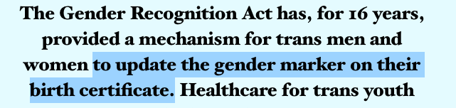 The biggest lie that was ever told about the GRA is that it is "just about updating the gender marker on a birth certificate" https://liztrussopenletter.wordpress.com/?fbclid=IwAR1lLPyNAtAyxI7iJYT6ULNGduWhuaThDncWLwmNDBBpva6_PM2cwjgso-4