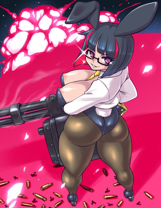 ミニガンを振り回してキメ顔する超絶かわいい美少女ロボリジネッタさん前回性欲の赴くままにのけ反りアクメさせてしまいお顔が見えなかったので今回改めて描かせて頂いた次第であります前はBUZAMAだったけど今回はDOYAGAOでね!美少女にはデカい武器を持たせるとヨシ!#りじあーと 