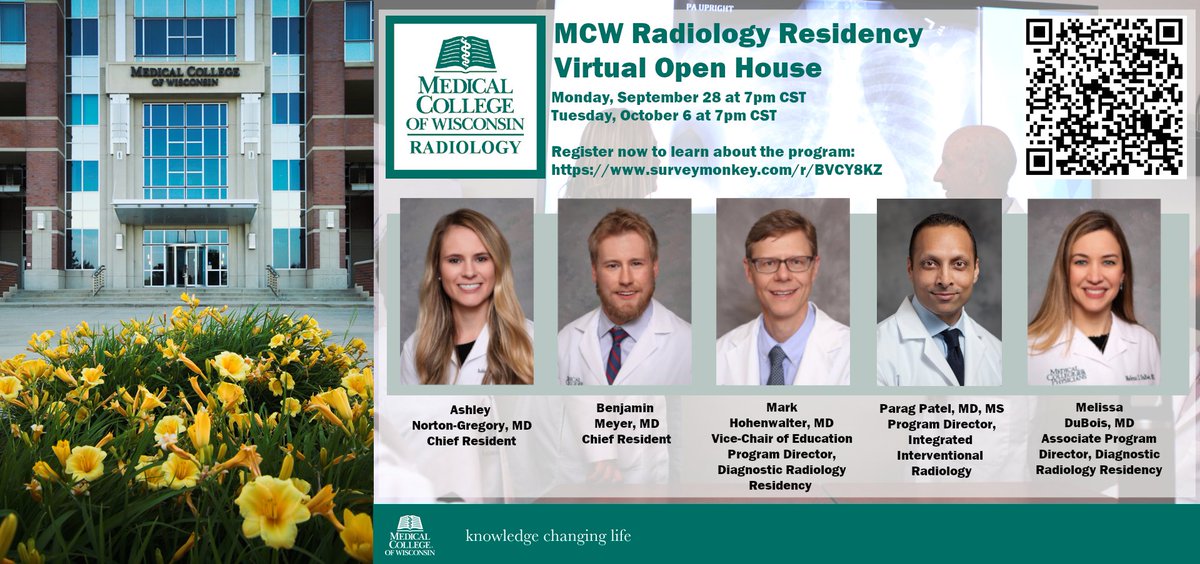 Prospective residency applicants, join us for our MCW Radiology Residency Virtual Open House! We are holding two sessions, one on Monday September 28 (7pm CST) and another on Tuesday October 6 (7pm CST). Please register in advance at this link. surveymonkey.com/r/bvcy8kz