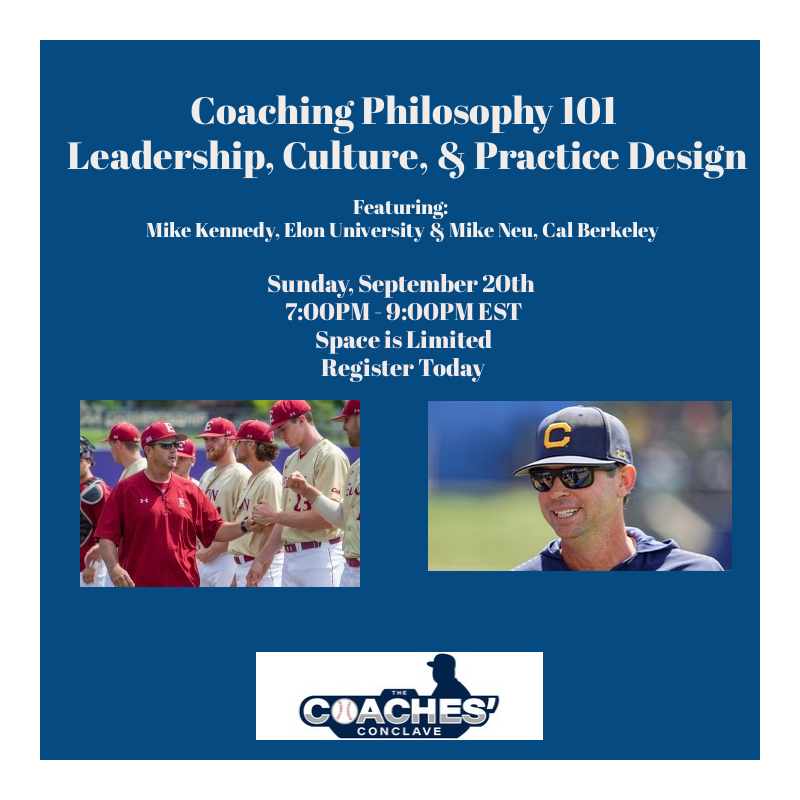 We still have space available for our class tomorrow night.  I am excited to discuss practice design and coaching philosophy with @mike_kennedy12 &amp; <a href="/MikeNeuCal/">Mike Neu</a>. Sign up today at thecoachesconclave.com/classes