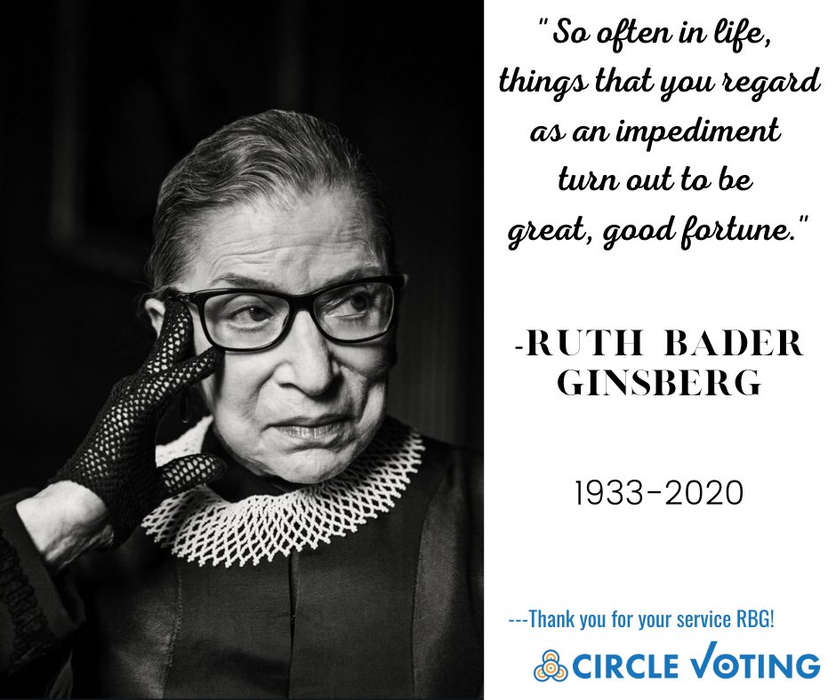 CircleVoting's tweet photo. Thank you #RBG for a lifetime of service and for being an inspiration! 

#circlevoting #votewithintention #votevotevote #vote2020 https://t.co/ylsVQVoxMB