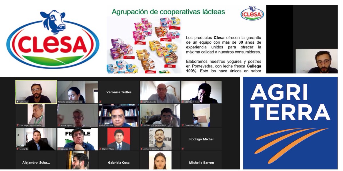 AgriterraLAC's tweet photo. Asociaciones productores de #leche #Bolivia #Fedeple, #Fedeplet, #Asople, #APL, #LaPurita participaron de la #GiraVirtual “Gestión de la productividad y la calidad en la transformación de #lácteos” con Iván Insua, jefe industrial de @clesa, marca comercial de la @CooperativaCLUN https://t.co/dbxIL9YHnR