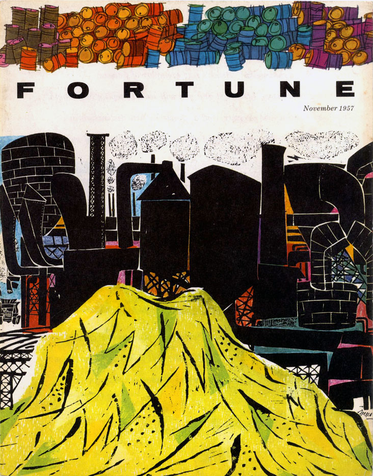 Vintage Fortune Magazine covers: George Giusti (1954) and Antonio Frasconi (1957).  #wardsmorguefile
