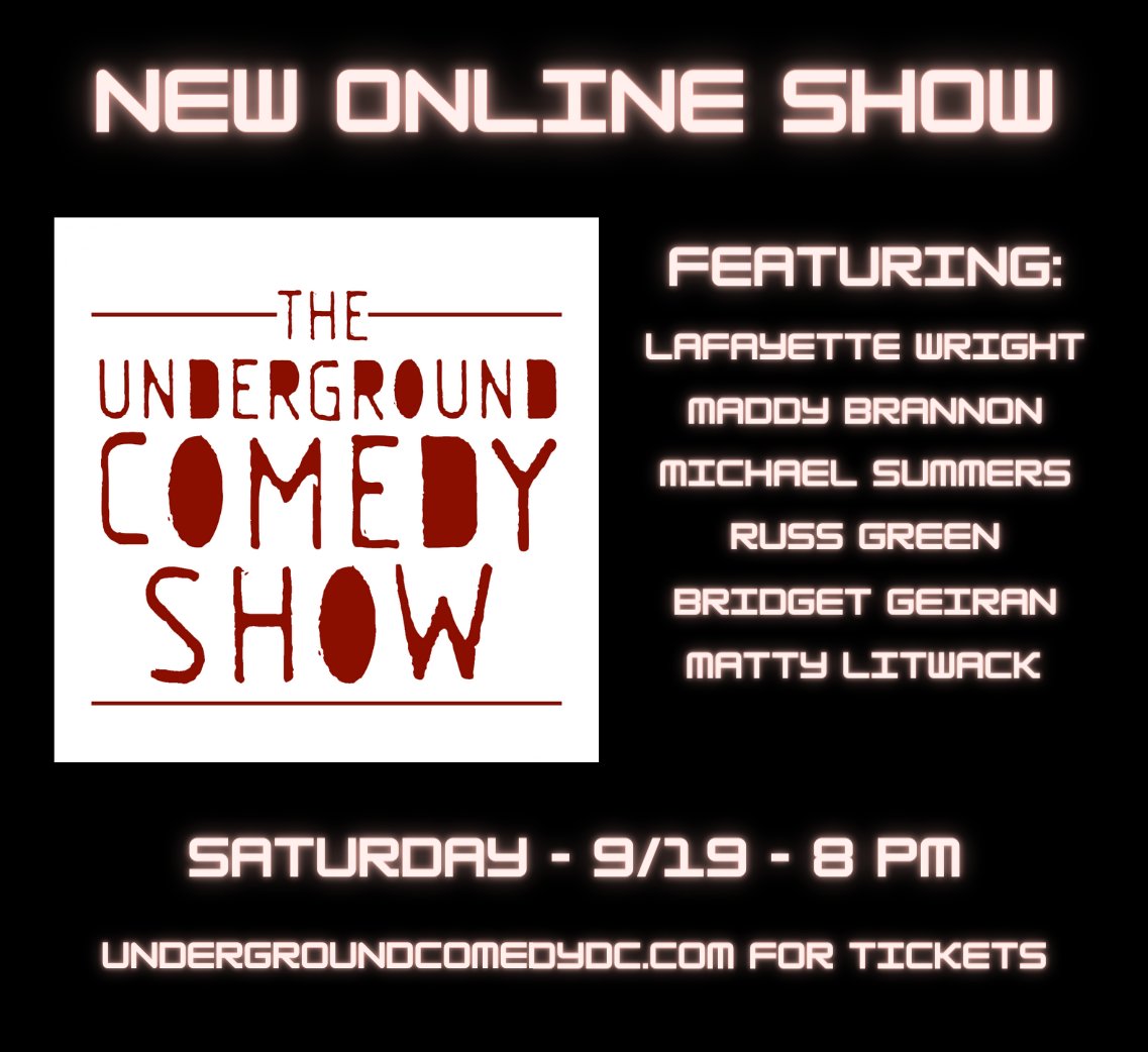 Anything you want to take your mind off of? New show tonight at 8 PM: …ndergroundcomedydc-com.seatengine.com/shows/130645