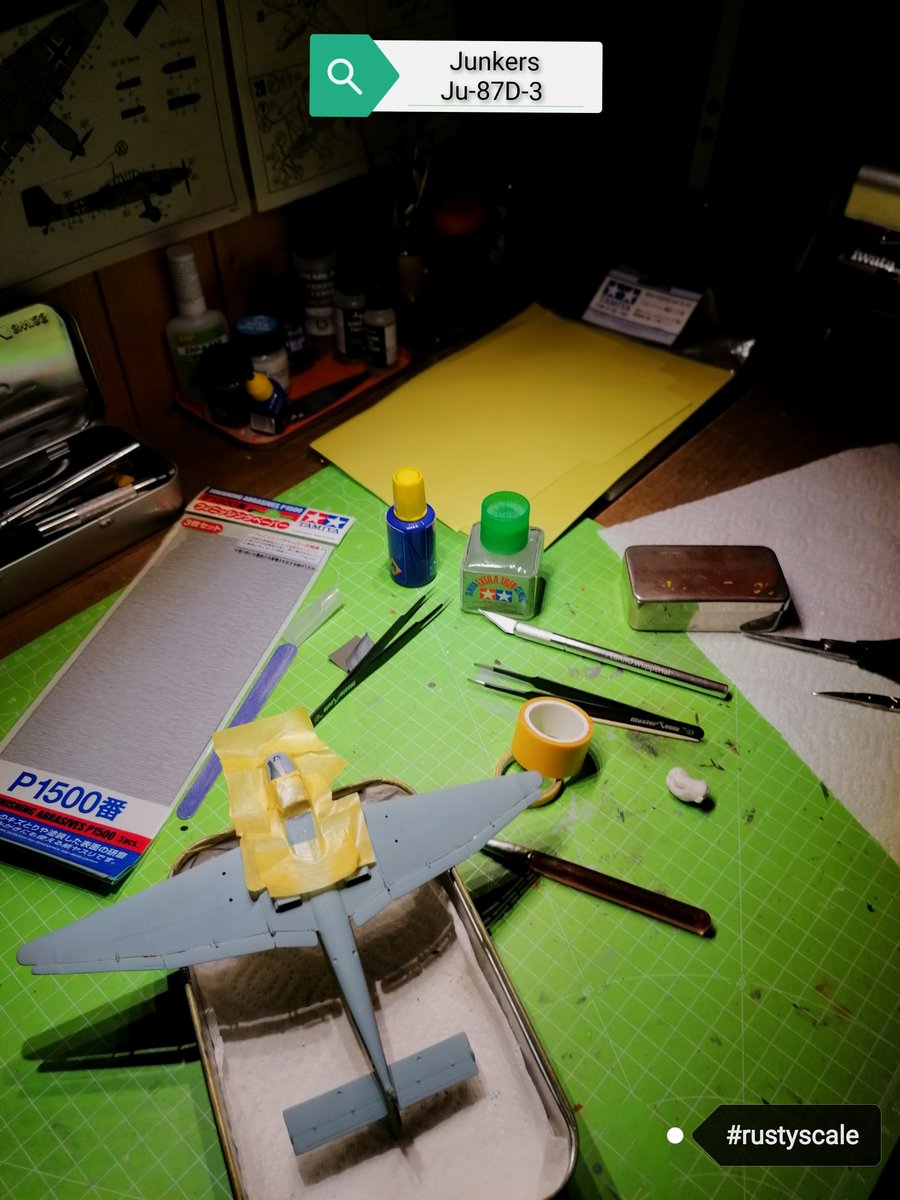rustyscale_show's tweet photo. I was feeling bored and decided to do some more masking π
#rustyscale #ww2 #ju87 #ju87stuka #scalemodels #scalemodelling #plastikmodellbau #plasticmodelkit #maskingtape #revell #stuka #tamiya #mastertools https://t.co/or0MlLrNC6