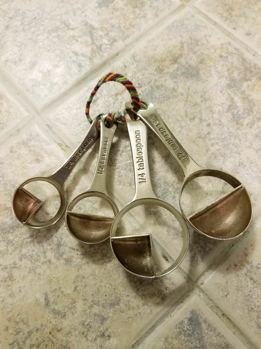 What do you notice and wonder about these measuring spoons?  They seem to be permanently out of stock these days, but here's where you can learn more: amzn.to/2pEdgxx #NoticeWonder #MTBoS #iteachmath