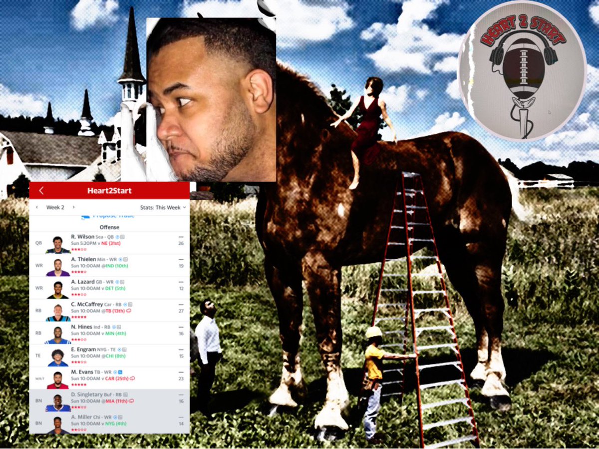 Heart2StartKev's tweet photo. Go over to the Heart2startFFPodcast page and go let @mrxlightskin know who to play this week!! He’s currently top ranked team in our #Heart2start Fantasy league! On his high horse!!
#nfl #fantasyfootball #espn #sports #football #nflfootball #americanfootball #fantasysports https://t.co/mwa6YSUsF4