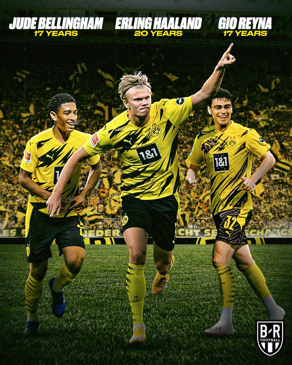 brfootball's tweet image. Today for Dortmund:

@ErlingHaaland ⚽⚽
@Gioreyna10 ⚽🅰️
@BellinghamJude 🅰️

The future is yellow and black 💛🖤