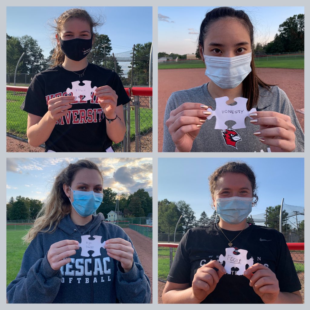 Wes_Softball's tweet photo. Each individual piece contributes to the completion of the whole Wesleyan Softball 2021 Puzzle‼️
After practice yesterday, we student-athlete wrote down a CONTROLLABLE part of them that they will make sure to bring each and everyday 🧩
#DoYouPart • #StrongerTogether https://t.co/zjIXp3BYif