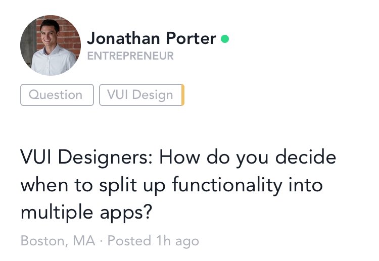 voiceappdevs's tweet image. VUI Designers: How do you decide when to split up functionality into multiple apps?

community.voicedevs.io/posts/vui-desi…