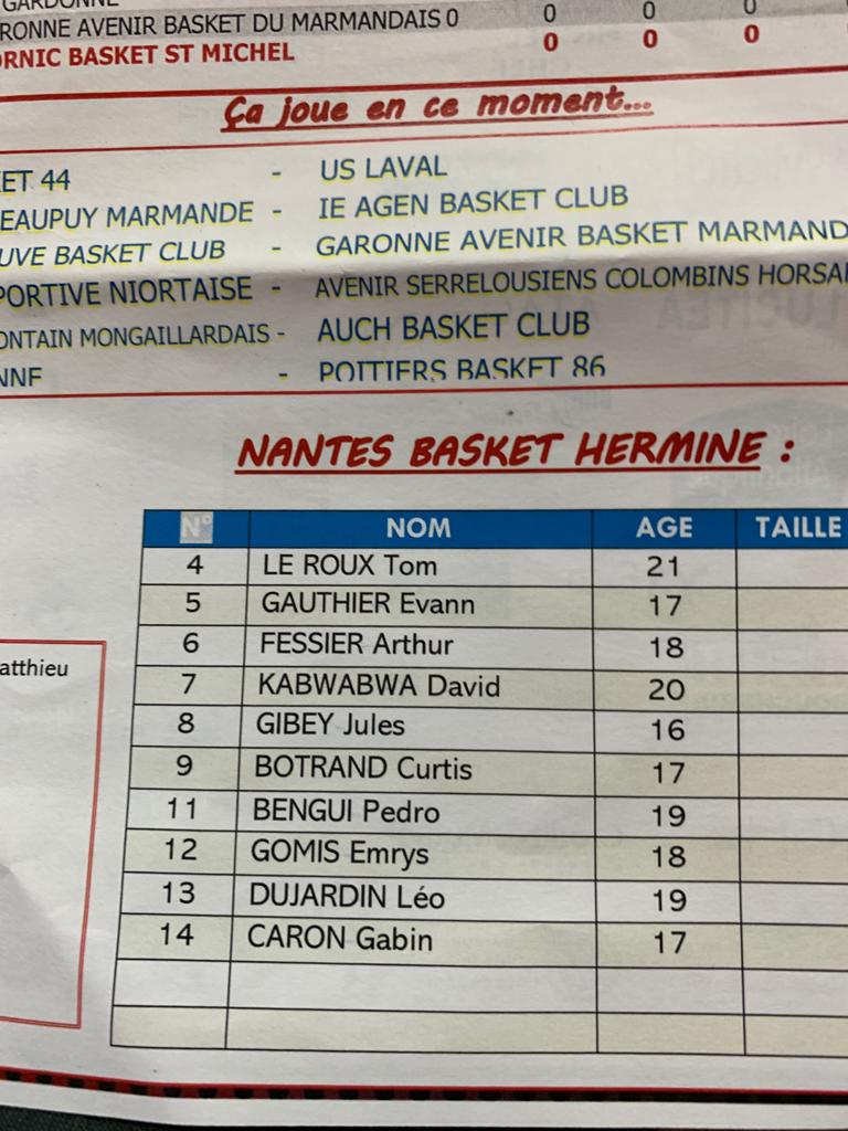 Match d'ouverture de nos NM2